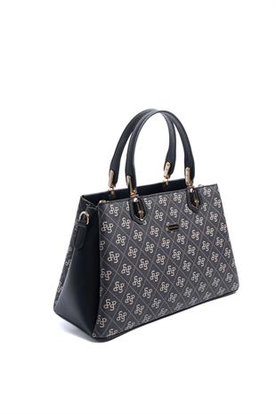 Silver & Polo SP1253 Kadın El Çantası Monogram Füme-Siyah