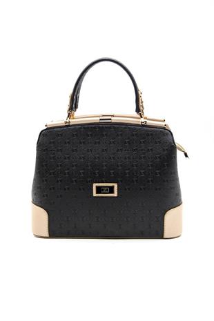 Silver & Polo SP706 Kadın El Çantası Logolu Siyah-S.Nut