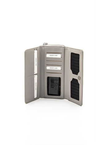 Silver & Polo SP846 Kadın Cüzdan & Kartlık Petek Beyaz-A.Gri