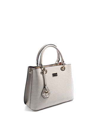 Silver & Polo SP1272 Kadın El Çantası King Desen Kum-Kum Beji