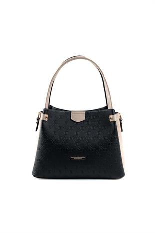 Silver & Polo SP1254 Kadın El Çantası Logolu Siyah-S.Nut