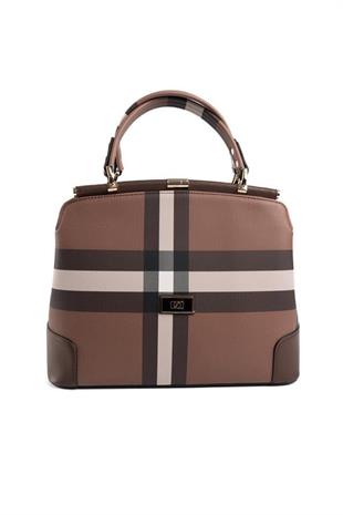 Silver Polo Koyu Kahve - Kahve Ekose Kadın El Çantası SP706