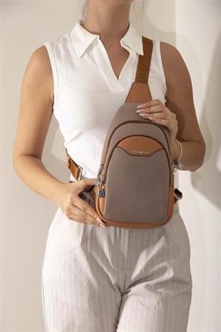 Silver & Polo SP959 Kadın Vücut Çantası Petek Kum-A.Taba