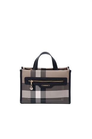 Silver & Polo SP1271 Kadın El Çantası Ekose Kahve-Siyah