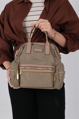 1211 Kadın Sırt Çantası  Yeşil-Kum