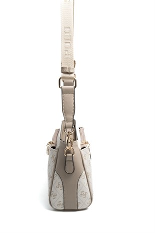 Silver Polo Bej - Kum Monogram Kadın Çapraz Çanta SP1273