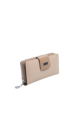 Silver & Polo SP928 Kadın Cüzdan & Kartlık Düz Koyu Bej-Latte