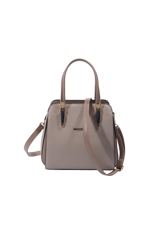 Silver & Polo SP1136 Kadın El Çantası Düz Koyu Bej-Latte