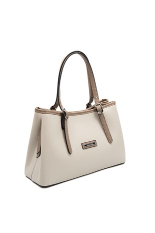 Silver & Polo SP1252 Kadın El Çantası Düz Bej-Latte