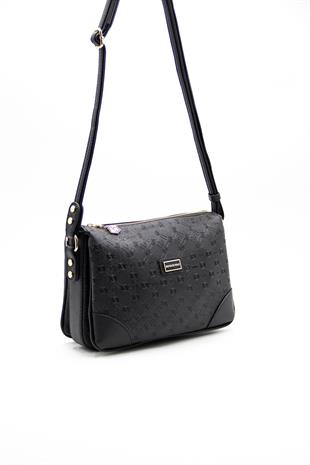 Silver & Polo SP784 Kadın Çapraz Çanta Logolu Siyah-Siyah