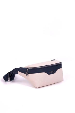 Silver & Polo SP1192 Kadın Bel Çantası Petek Bej-Lacivert
