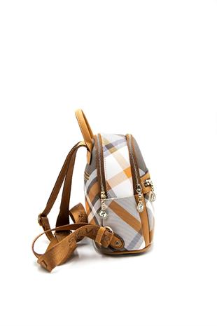 Silver & Polo SP983 Kadın Sırt Çantası Ekose Haki-Camel