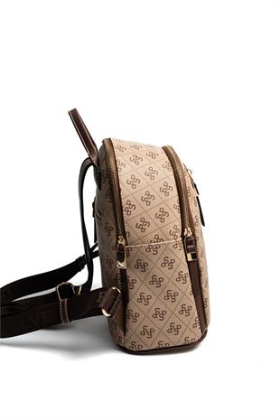 Silver & Polo SP901 Kadın Sırt Çantası Monogram Koyubej-Kahve