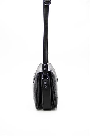 Silver & Polo SP784 Kadın Çapraz Çanta Petek M.Gümüş-Siyah