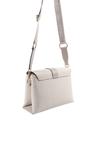 Silver & Polo SP1275 Kadın Çapraz Çanta King Desen Kum-Kum Beji