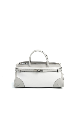 Silver & Polo SP1260 Kadın El Çantası Düz Beyaz-A.Gri