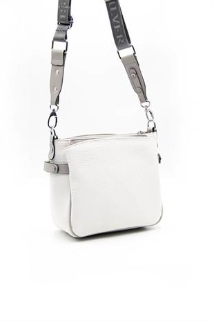 Silver & Polo SP884 Kadın Çapraz Çanta Petek Beyaz-A.Gri