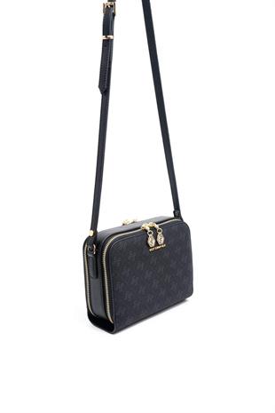 Silver & Polo SP888 Kadın Çapraz Çanta Monogram Siyah