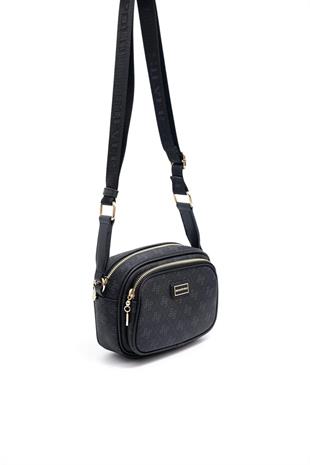 Silver & Polo SP1111 Kadın Çapraz Çanta Monogram Siyah