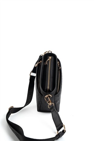 Silver & Polo SP1184 Kadın Çapraz Çanta Logolu Siyah-Siyah