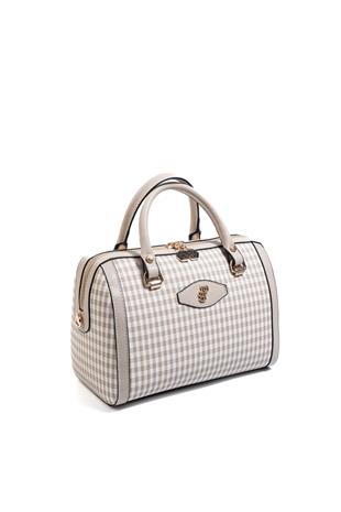 Silver & Polo SP1091 Kadın El Çantası Ekose Line Kare Kum Beji