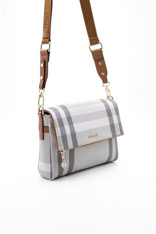 Silver & Polo SP963 Kadın Çapraz Çanta Ekose A.Gri-A.Taba