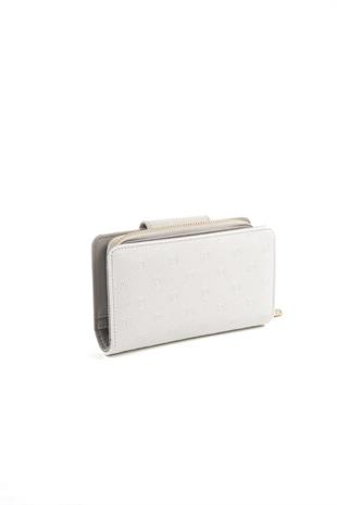 Silver & Polo SP1202 Kadın Cüzdan & Kartlık Logolu Beyaz-A.Gri