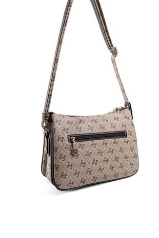 Silver & Polo SP818 Kadın Çapraz Çanta Monogram Koyubej-Kahve