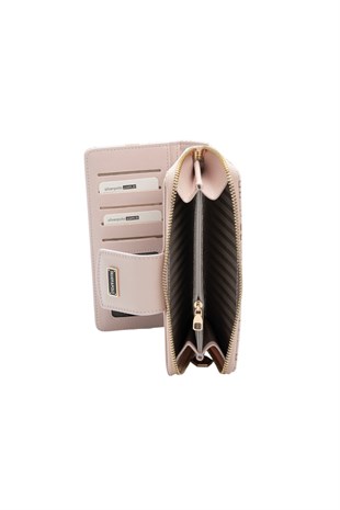 Silver Polo Pembe - Pudra Monogram Kadın Cüzdan ve Kartlık SP928