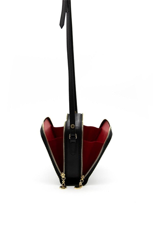 Silver & Polo SP888 Kadın Çapraz Çanta Hasır Siyah Beyaz-Siyah