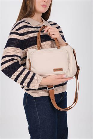 Silver Polo SP1227 Kadın Omuz Çantası Saten Bej-Taba