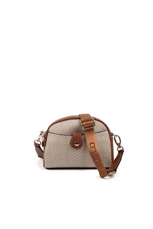 Silver & Polo SP1144 Kadın Çapraz Çanta Hasır Bej-Taba