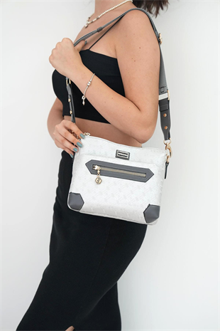 Silver & Polo SP1110 Kadın Çapraz Çanta Logolu A.Gümüş-Antrasit