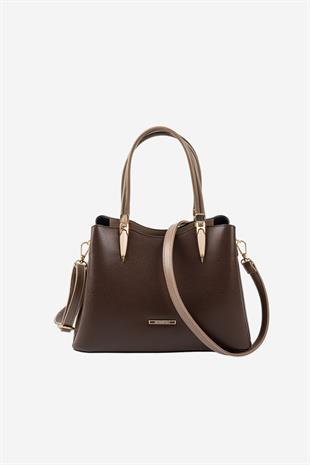 Silver & Polo SP1205 Kadın El Çantası Düz Vizon-Kahve