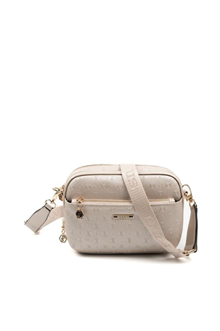 Silver & Polo SP1162 Kadın Çapraz Çanta Logolu Bej-S.Bej