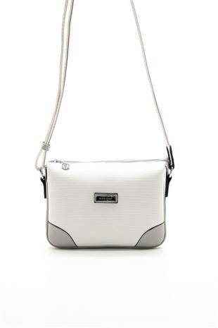 Silver & Polo SP784 Kadın Çapraz Çanta Petek Beyaz-A.Gri