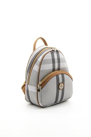 Silver & Polo SP945 Kadın Sırt Çantası Ekose A.Gri-A.Taba