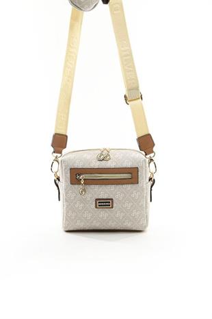 Silver & Polo SP1038 Kadın Çapraz Çanta Monogram Taş-A.Taba