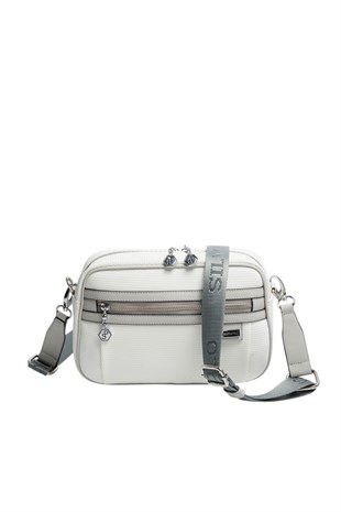 Silver & Polo SP1280 Kadın Çapraz Çanta Petek Beyaz-A.Gri