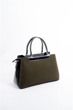 Silver & Polo SP913 Kadın El Çantası Fashion Haki-Rugan-Siyah