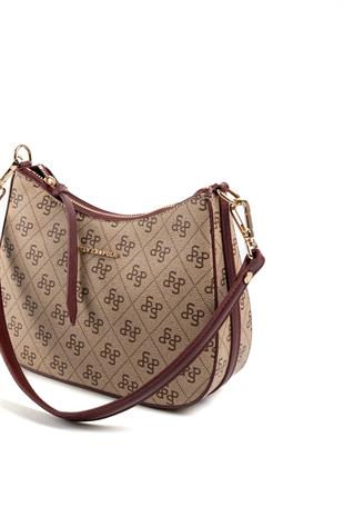 Silver & Polo Koyu Bej - Bordo SP1259 Omuz Çantası