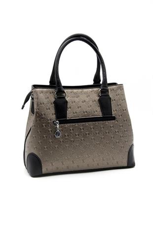 Silver & Polo SP667 Kadın El Çantası Logolu Platin-Siyah