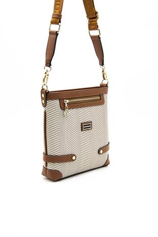 Silver & Polo SP1120 Kadın Çapraz Çanta Hasır Bej-Taba