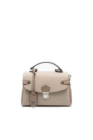Silver & Polo SP1159 Kadın El Çantası Düz Koyu Bej-Latte
