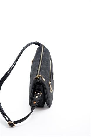 Silver & Polo SP818 Kadın Çapraz Çanta Monogram Siyah