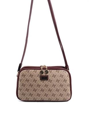 Silver & Polo Koyu Bej - Bordo SP899 Kadın Çapraz Çanta