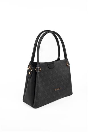 Silver & Polo SP1254 Kadın El Çantası Monogram Siyah-Siyah