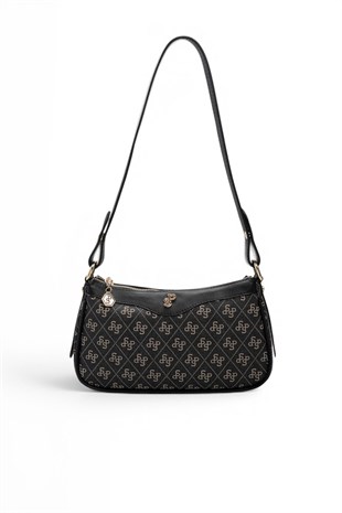 Silver Polo SP1274 Kadın Çapraz Çanta Monogram Füme-Siyah