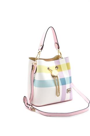 Silver & Polo SP967 Kadın Çapraz Çanta Ekose Lila-Pembe