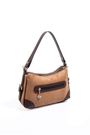 Silver & Polo SP1269 Kadın Omuz Çantası Süet Taba-Kahve